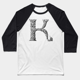 Vintage Initial Letter Lettering Alphabet K Baseball T-Shirt